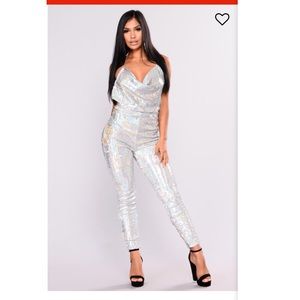 fashion nova Aerolite Sequins Jumpsuit - Silver